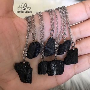 Raw Black Tourmaline Necklace | Stainless Steel